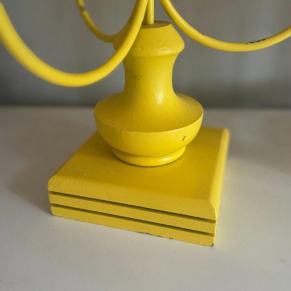 Large Vintage Funky Flower Candelabra 6 Candle Metal Wood Base 20.5” Tall - Picture 3 of 6